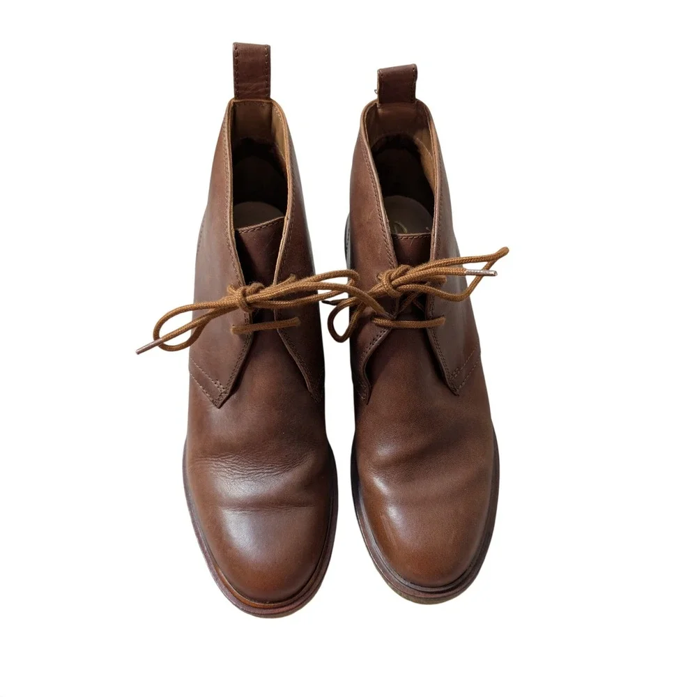 Clarks Clarkford DBT Dark Tan Leather Wedge Desert Boots Womens 8.5 M